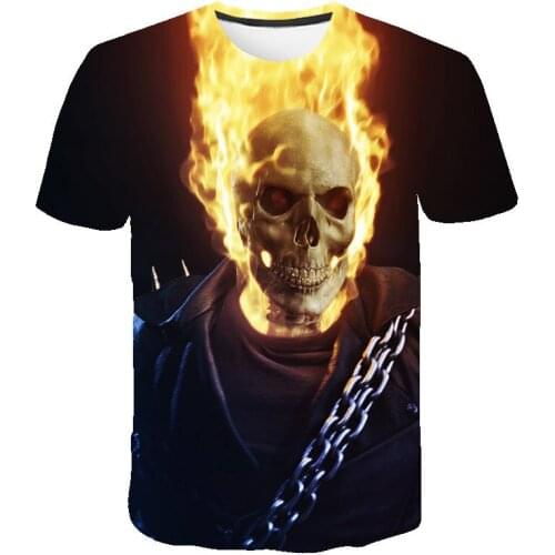Hot Horror Skull mens tshirt 3D Print Movie Ghost Rider novelty T shirt summer fashion T-shirt Hip Hop Funny Short sleeve tops