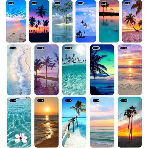283H summer Beach Scene at Sunset on sea Palm Tree Soft Silicone Tpu Cover Case for huawei Honor 7a pro 7x play case