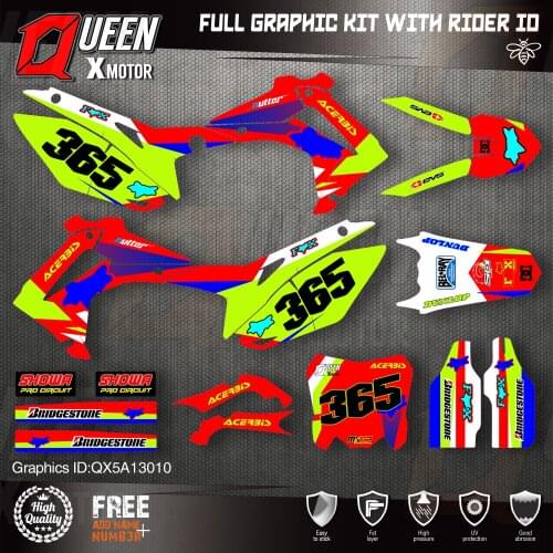 QUEEN X MOTOR Custom Team Graphics Backgrounds Decals Stickers Kit For HONDA 2014-2017 CRF250R 2013-2016 CRF450R 010