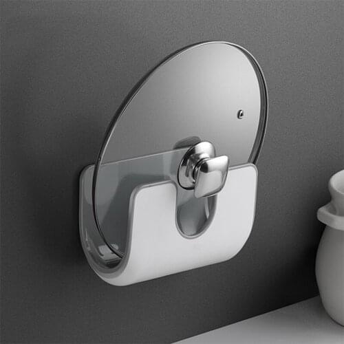 Wall Mounted Kitchen Organizer Rack ABS Punch-Free Dishes Cutting Board Lid Holder Kitchen Accessories For Convenience