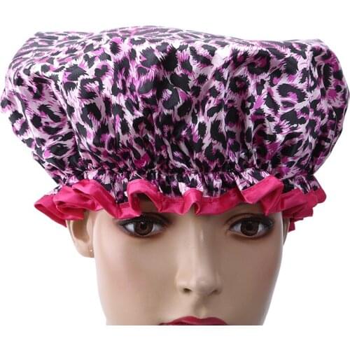 New Arrivals Women Multi-style Bathing Aids Fashion Double-layer Printing Satin Waterproof Shower Cap 1PC