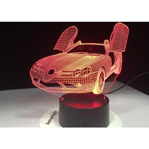 Scissor Doors New Sports Car 3D Lamp USB Night Light Multicolors Lava LED RGBW Lighting Luminaria Table Kids Christmas Gifts