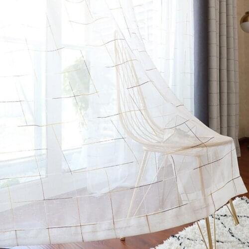 Plaid Modern Minimalist Tulle Wild Color Plaid White Tulle for Living Room Bedroom