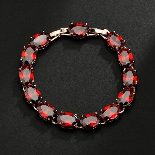 Ruili Fashion Set 3A Zircon Gift For Girl Friend Korean Style Copper Red Contracted Bracelet For Women Birthday Present Jewelry