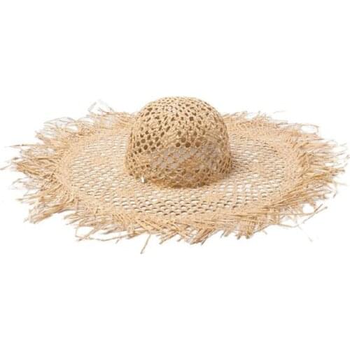 New Summer Raffia Hollow Wide Brim Straw Hats For Women Outdoor Casual Vacation Beach Sun Cap Sun Protection Fashion Luxury Hat