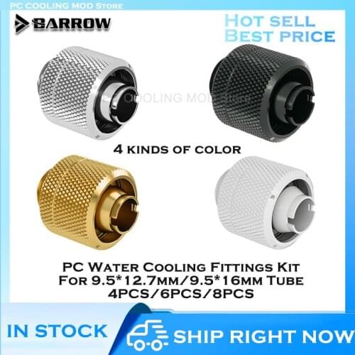 Barrow PC Cooling MOD 3/8'' Thin Hose Fitting,Hand-Tightened Soft Pipe Connector Used For 9.5*12.7mm/9.5*16mm Tube,8PCS Colorful