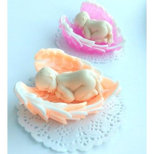 Sleeping Kid in Angel Wings 3d Silicone Mold or Soap Cute Sleeping Baby Mold Sweet Baby Soap 3d Baby Mold for Cake Decorations