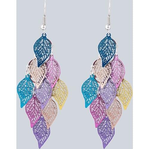 Drop-shaped rice diamonds woven Hoop earrings Nine leaf Leaves Earring Jewelry accessories Dangle Drop Earrings Boho Cute Gift