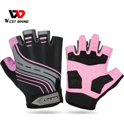 WEST BIKING Bicycle Cycling Fingerless Gloves Mens Thicken Shockproof Gloves Cycling Equipment For MTB Motorcycle Jogging Sport
