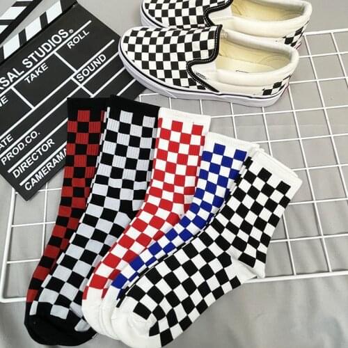 Socks Funky Harajuku Mens Checkerboard Socks Geometric Checkered Socks Men Hip Hop Cotton Streetwear Novelty Socks Gift for Man