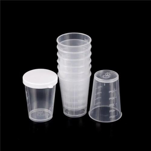 10Pcs/set 50ml Plastic Plastic Liquid Measuring Cups Graduated Laboratory Bottle Lab Test Measuring Container Cups with Cap