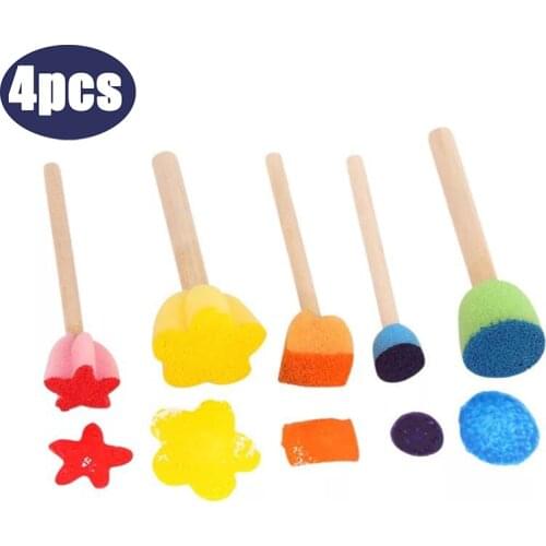 5pcs New Toddler Sponge Stamp Brush Kits Flower Drawing Toys For Children Paint Educational Art And Craft Creativity