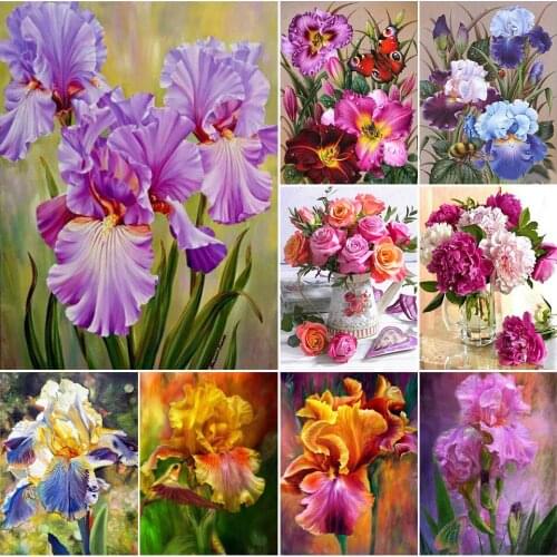 DIY 5D Diamond Paintings Cross Stitch Kits Flower Full Diamond Mosaic Handmade Embroidery Art Picture Rhinestone Home Decor Gift