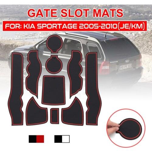 Car Stickers 10pcs Anti-Slip Gate Slot Mat Rubber Coaster Accessories for KIA Sportage 2005 2006 2007 2008 2009 2010 JE KM