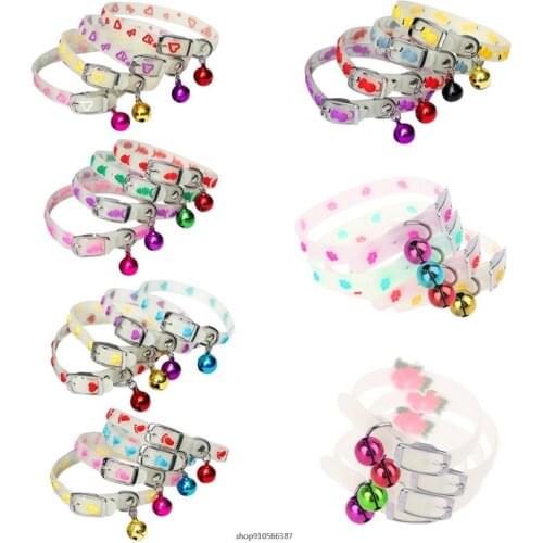 FreeShip Pet Glowing Collars with Bells Glow at Night Dogs Cats Necklace Light Luminous Neck Ring Accessories ly28 21 wholesales