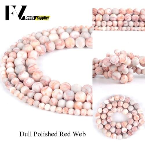 4 6 8 10mm Dull Polished Red Web Jaspers Beads Natural Gem Stone Round Beads for Jewelry Making Diy Handicraft Accessories 15"