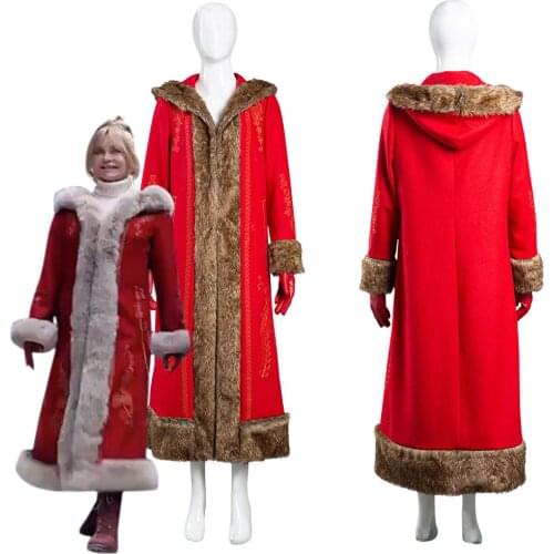 Fast Shipping The Christmas Chronicles 2 Cosplay Mrs. Claus Cosplay Costume Women Hood Coat Halloween Carnival Suit
