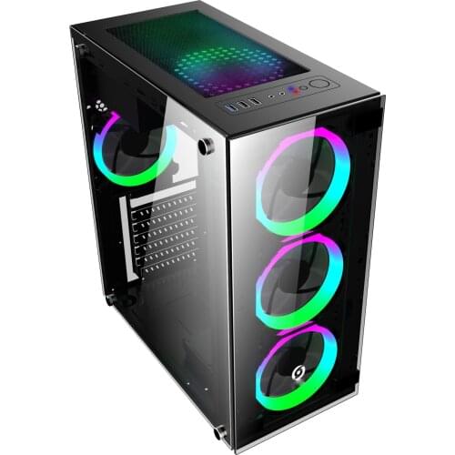 GameTech GT-003 4x120mm Rainbow Lighted Fan Tempered Window Gaming Computer Midi Tower Case Free Fast Shipping From turkey