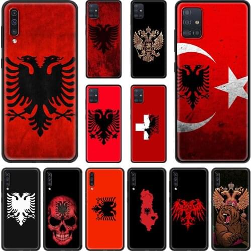 Albania flag Bear Skeleton Phone Case for Samsung Galaxy A51 A71 A21S A12 A11 A31 A52 A41 A32 5G A72 A02S Silicon Back Cover