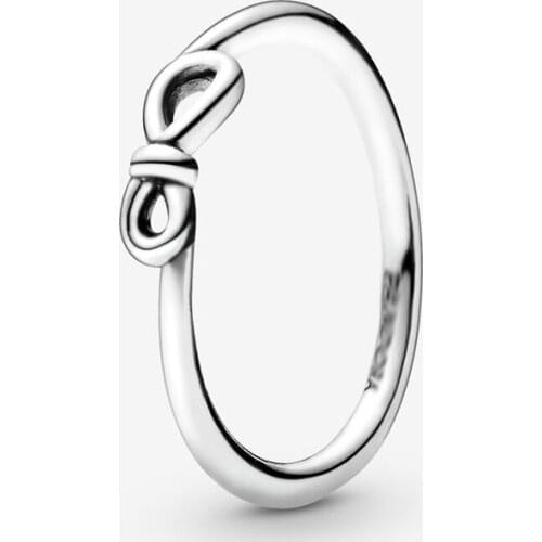 Fashion European Authentic 100% 925 Sterling Silver Bow Knot Wedding Ring Original Jewelry