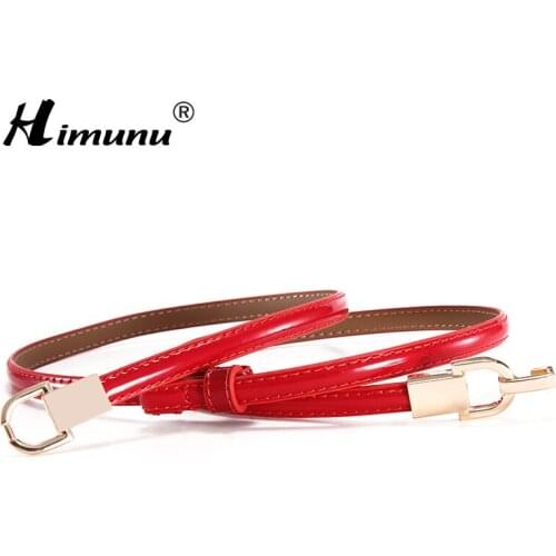 [HIMUNU] Newest Thin Belts for women Fashion Hasp Woman belt Designer Brand Cowskin Woman Belts For Dress