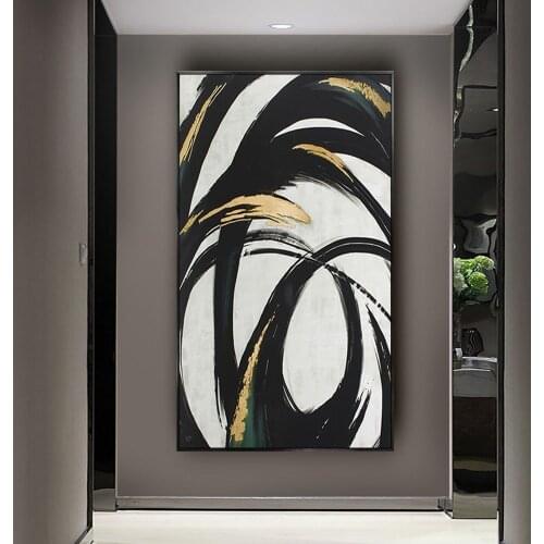 Artist 100%Hand-painted High Quality Modern Abstract Black and White Oil Painting on Canvas Handmade Large Abstract Oil Painting