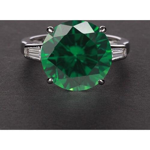 High Quality 925 Sterling Silver Ring 12MM Round Cut AAA Cubic Zirconia Topaz Gemstone Ring Wedding Engagement Wholesale