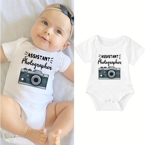2020 New Baby Boys Girls Short Sleeve Jumpsuit Camera Onesie Rompers Newborn Baby Clothes Gift Idea for Photographer Dad