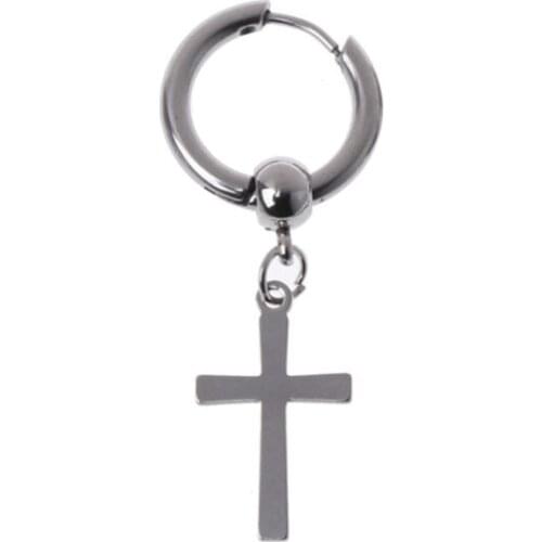 R58E Korean Jewelry Titanium Steel Earrings Long Men Boys Hoop Chain Drop Earrings