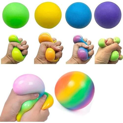 Colorful Pressure Needoh Balls Toys Rainbow Anti Stress TPR Change Colour Squeeze Squishy Balls Toys for Children Adults Gif