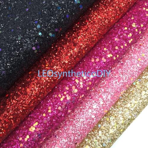 LEOsyntheticoDIY Iridescent Chunky Glitter Vinyl Fabric Sheet Felt Backing Synthetic Leather Faux Vinil DIY A4 SIZE R073