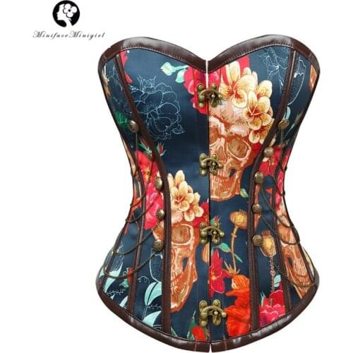 Fashion Corsets Top to Wear Out Womens Vintage Gothic Steampunk Floral Gorset Bustier Overbust Burlesque Waist Cincher Shapers
