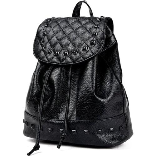 Fashion Backpack Rivet New Travel Bag Pu Backpack For Women School Student Teenage Girl Women Backpack Rucksack