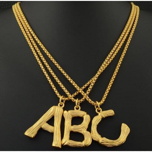 Letter A-Z Pendant Long Necklace Fashion Stainless Steel Jewelry For Man 700mm Long Charm Sweater Chain NBJLAABD
