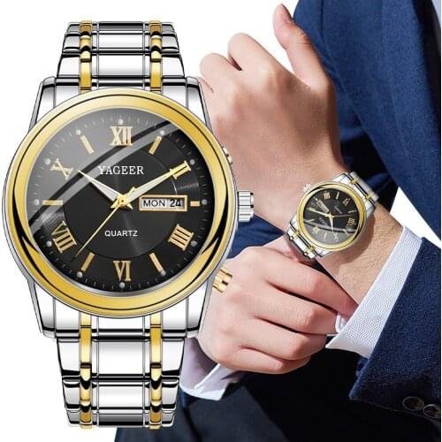 Mens Business Watches with Date Calendar Luxury Male Luminous Stainless Steel Quartz Watch Relogio Masculino