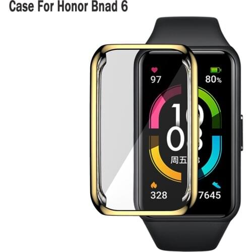 TPU Soft Full Screen Glass Protector Case Shell Edge Frame For Honor Band 6 Strap Band Protective Film Strap For Honor Band 6