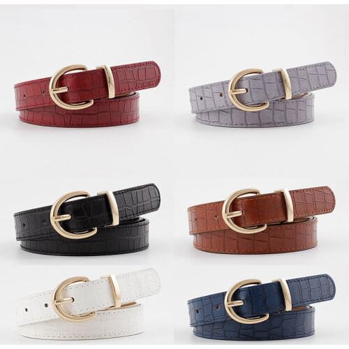 2020 New Womens Wide Black White Violet Brown Crocodile Skin Print Belt Waistband Female Gold Pin Buckle Belts For Women Dress