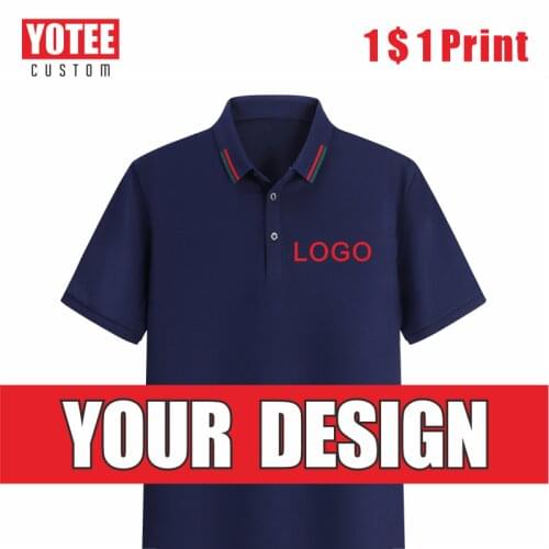YOTEEPolo Shirt High-End Mens Polo Logo Custom Embroidery Personal Group T-Shirt DIY Top Containing Cotton 2021