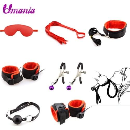 Sex Toys For Couples Bondage Restraint Nylon Handcuffs Nipple Clamps Collar Whip Sexy Toy Sex Tool Adults Sex Products