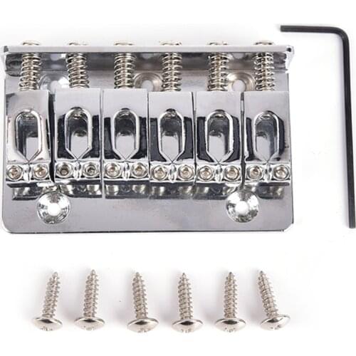 IRIN Silver 6 Saddle Hardtail Bridge Top Load 65mm Electric Guitar Bridge with 6 Pcs Screws Heavy Guitar Accessories