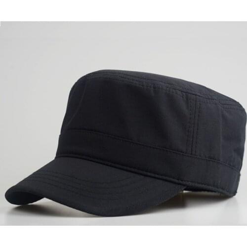 Mens Head Round Flat Top Hat Military Hat Breathable Quick Drying Sun Protection Hat Visor Hats