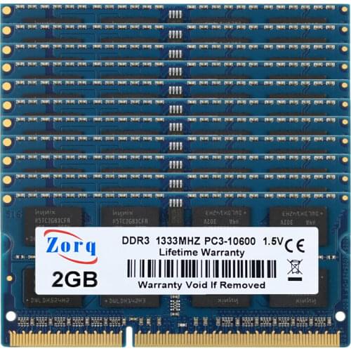 Blue 10pieces set DDR3 2GB RAM 1333Mhz PC3-10600S SO-DIMM Laptop 204 Pins 1.35V or 1.5V NON-ECC No buffering, Fully Compatible