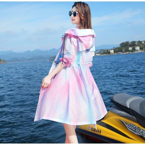 Sun Protection Clothing Womens Long 2021 New Summer Thin Long-Sleeved Cardigan Color Coat Trench Coat Female Sunscreen Clothes