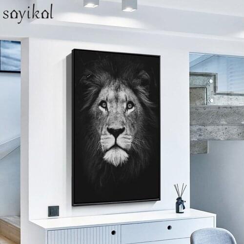 Modern Canvas Painting Animal Posters And Prints Lion Deer Decorative Pictures For Living Room Fashion Wall Art Black And White