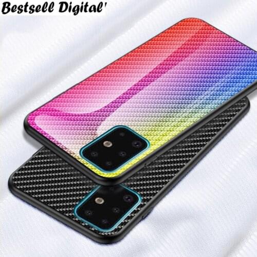 Glass Case for Samsung Galaxy S20 Plus S10 S9 Note 10 Carbon fiber Phone Cover for Samsung A51 A71 A50S A70 A20 10 M30S