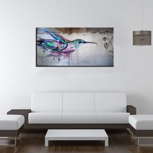 Super Quality 100% handmade Flying Bird Oil Painting on Canvas Colorful Animal Painting for Kids Room or Living Room Decor Art
