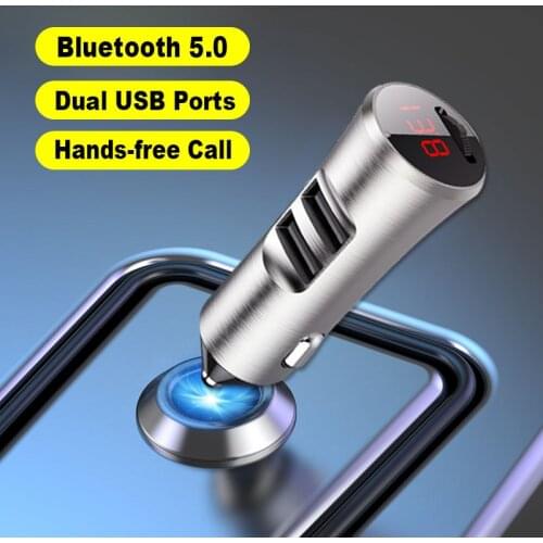FM Transmitter Car Charger Bluetooth 5.0 Wireless Hands-free Modulator Aluminum alloy Body 4.1A Dual USB Pen Drive MP3 Player