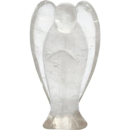 TUMBEELLUWA 3 inch Natural Rock Quartz Pocket Guardian Angel Figurine Statue,Reiki Healing Crystal