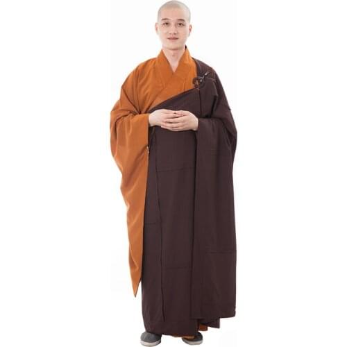 Unisex Buddhist Monk Robe Zen Meditation Costume Robes Shaolin Temple Monk Clothes Kung Fu Uniform Suit jia sha with 7 cambers
