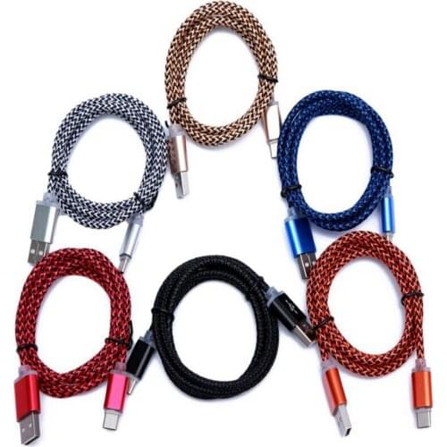 200pcs Type-C 3.1 1M/3FT Fabric Braided Type C USB Data Sync Charge Cable For Nokia N1 For Macbook OnePlus 2 ZUK Z1 xiaomi 4c